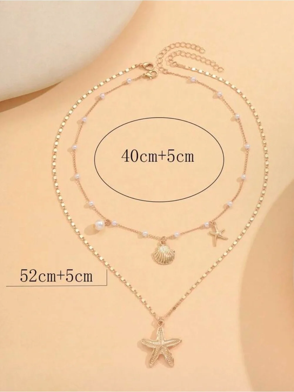 Gold Starfish & Pearl Layered Necklace Set – 2 Separate Necklaces